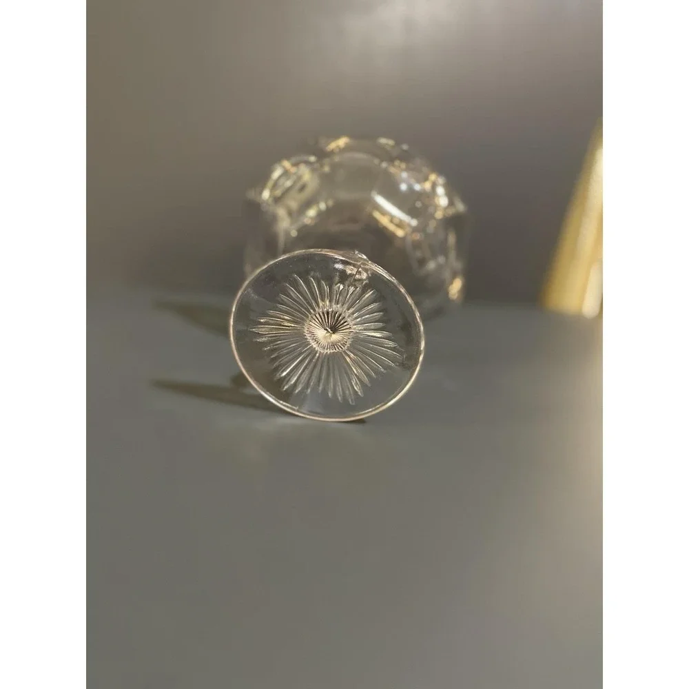 Vintage smoke grey glass pedestal dish flutes‎ ruffled centerpiece candy dish